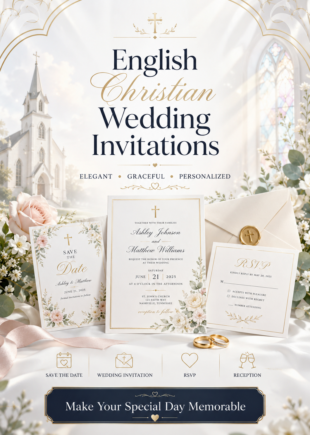 English Christian Wedding Invitations
