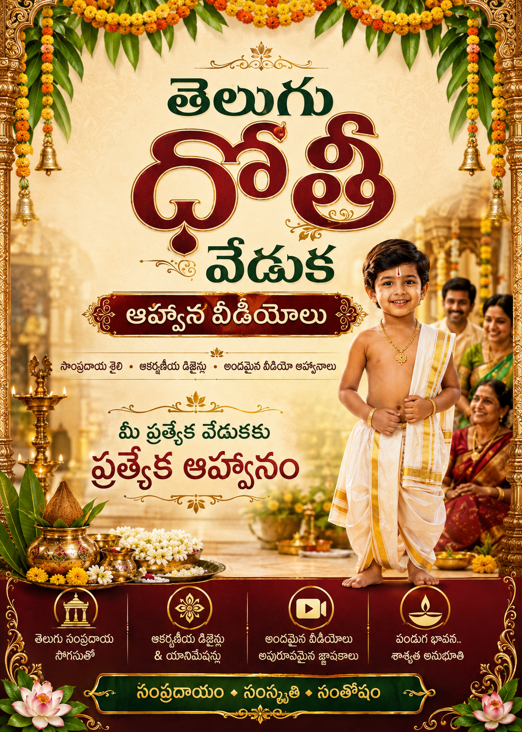 Telugu Dhoti Ceremony Invitation Videos