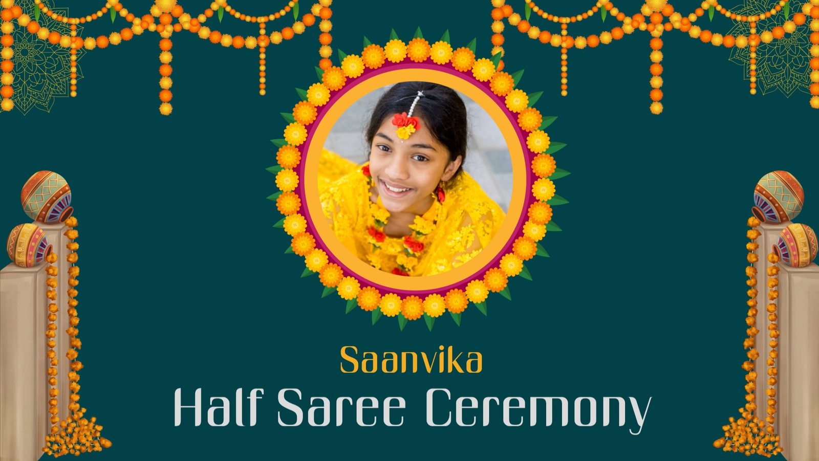3366 Half Saree Ceremony Invitation English