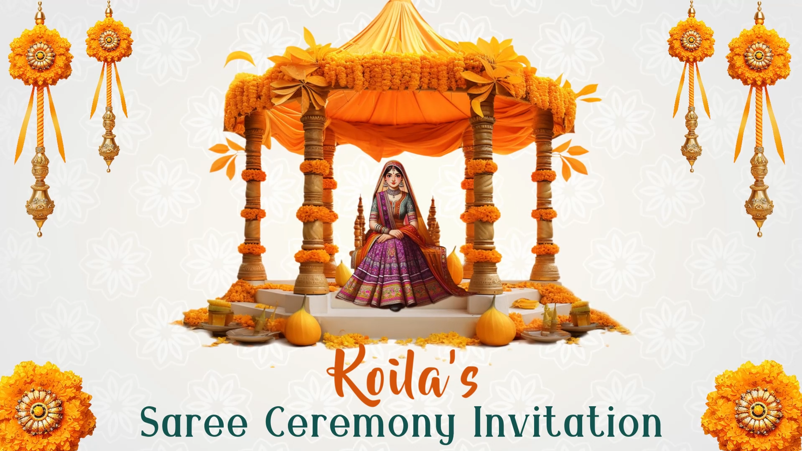 3374 Half Saree Ceremony Invitation English