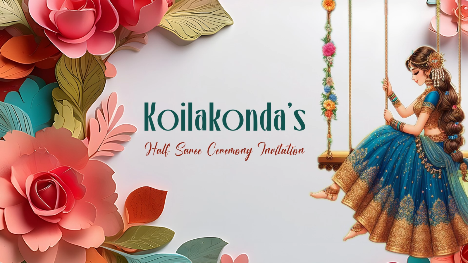 3376 Half Saree Ceremony Invitation English