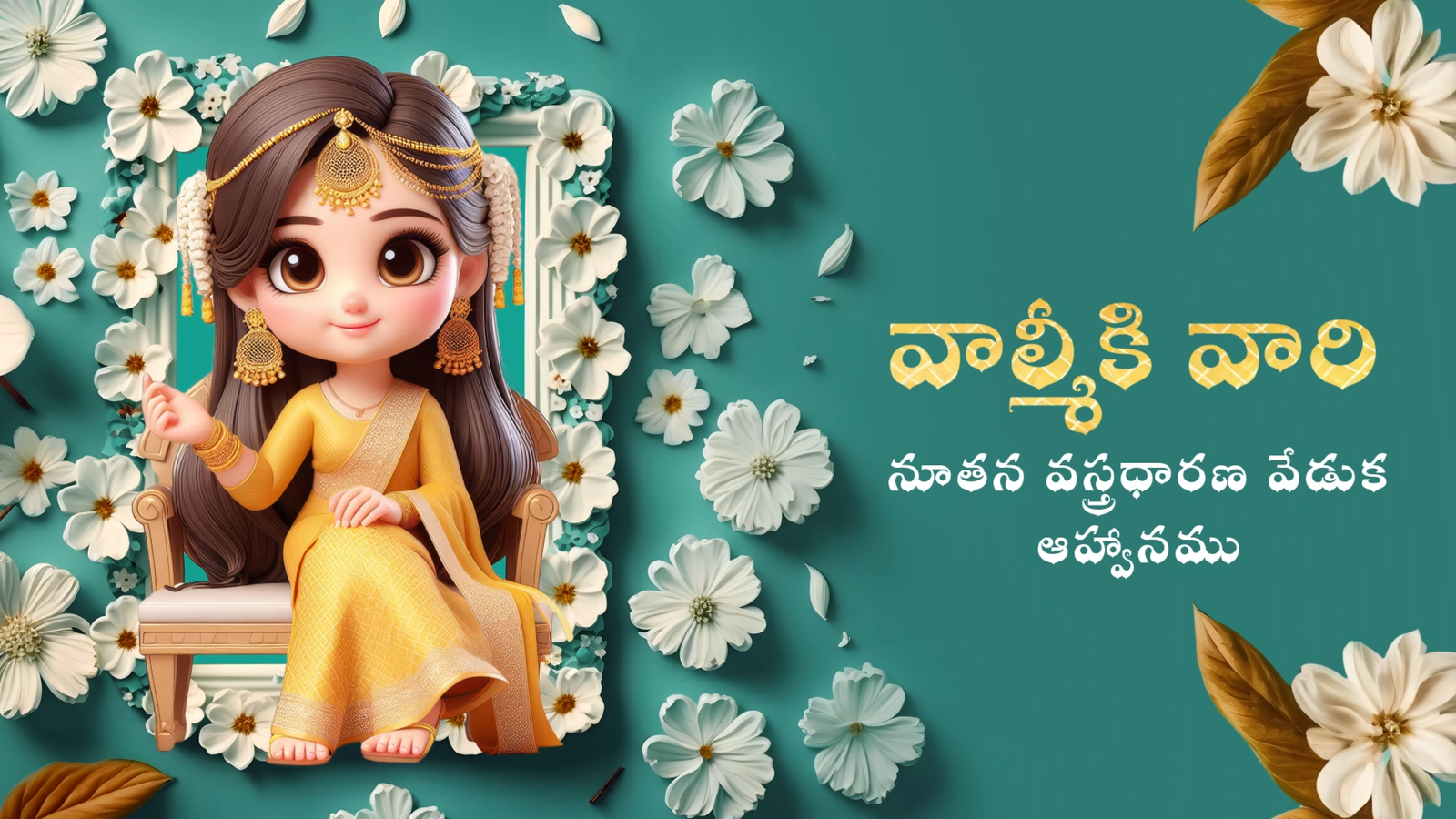 3377 half saree ceremony horizontal telugu invitation