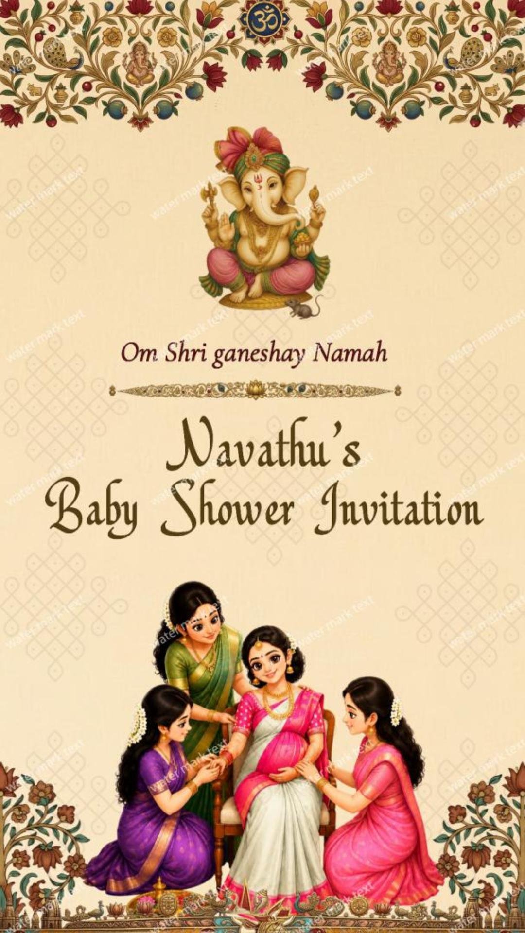 Customized English Seemantham (Baby Shower) Invitation Video MMI Invites 34892