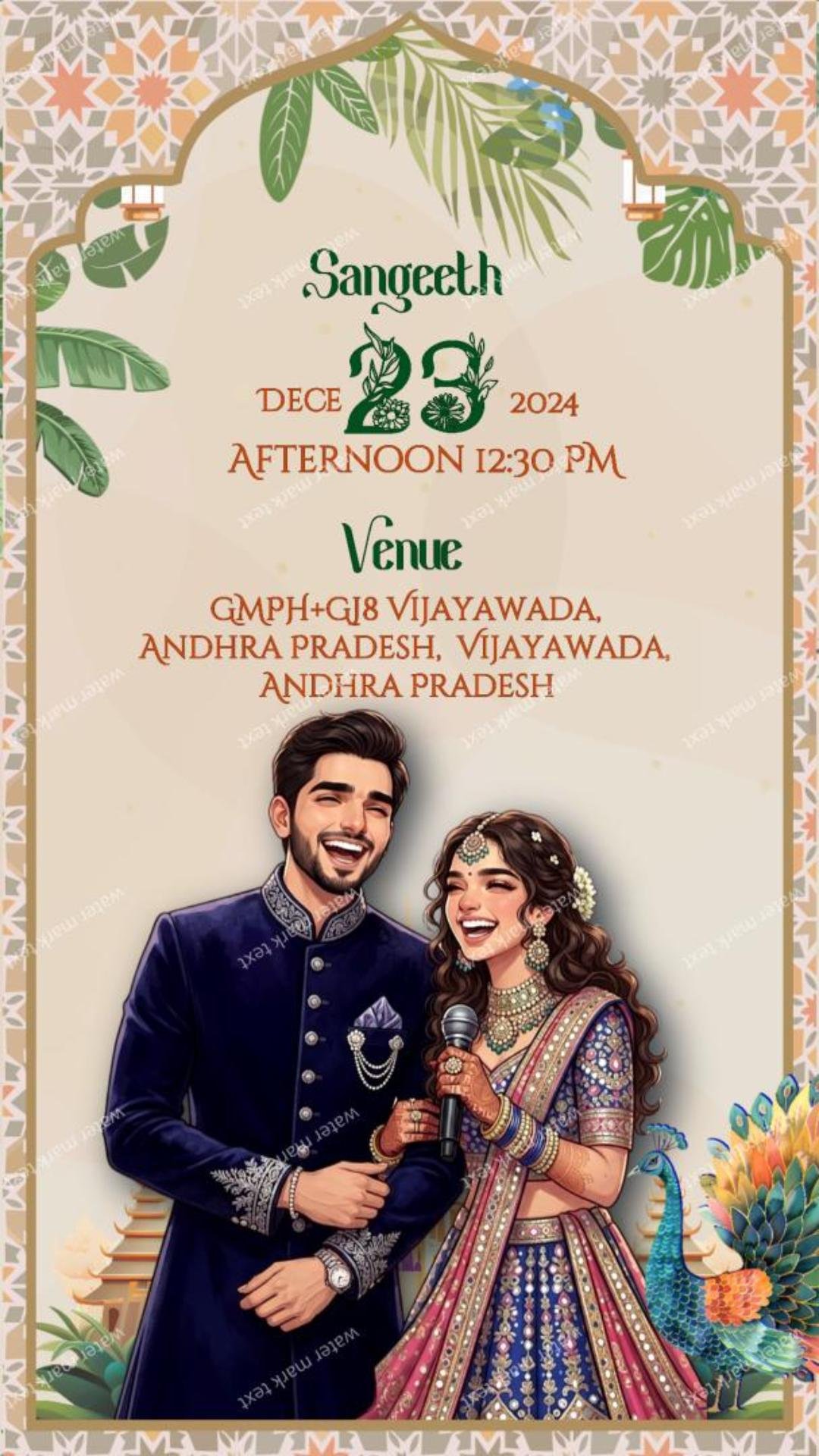 Traditional Caricature Wedding Invitation  3432
