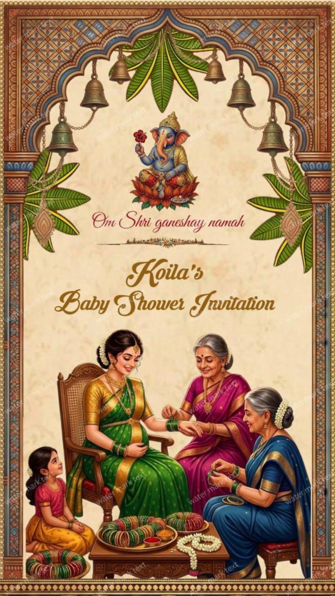 34891 Seemantham Invitation Video | Customized Baby Shower Invitation | MMI Invites
