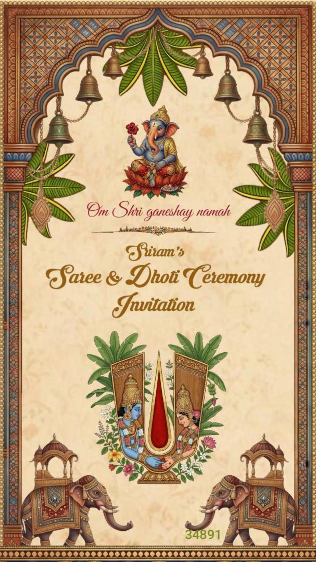 34891Traditional Saree &amp; Dhoti Ceremony Invitation Video by MMI Invites