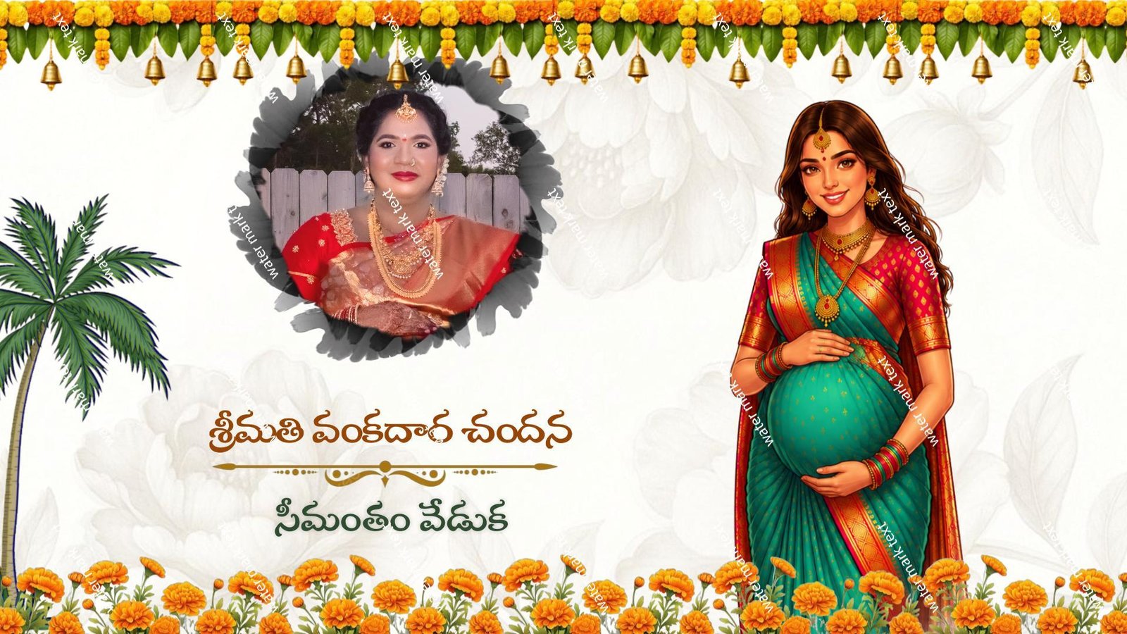 34890 Telugu Baby Shower Invitation | Traditional Seemantham | MMI Invites
