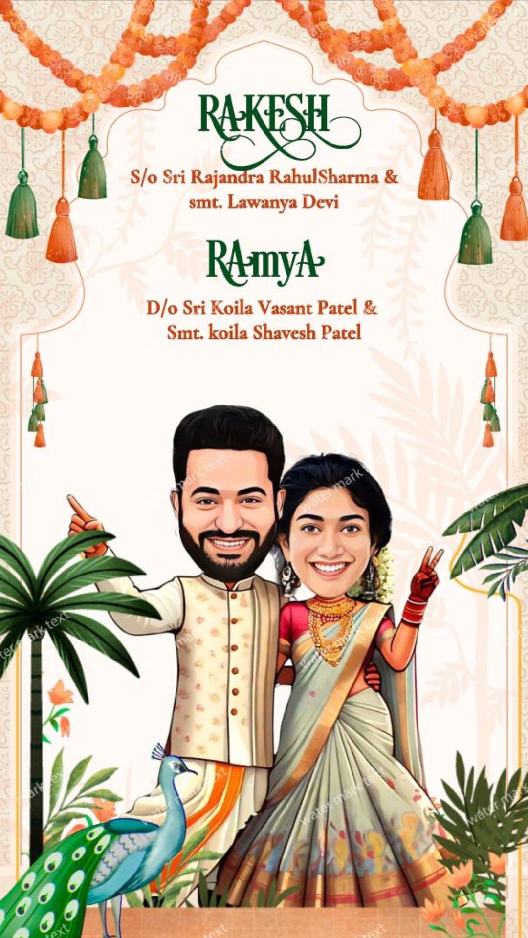 3428 Caricature English Wedding Invitation Video | MMI Invites