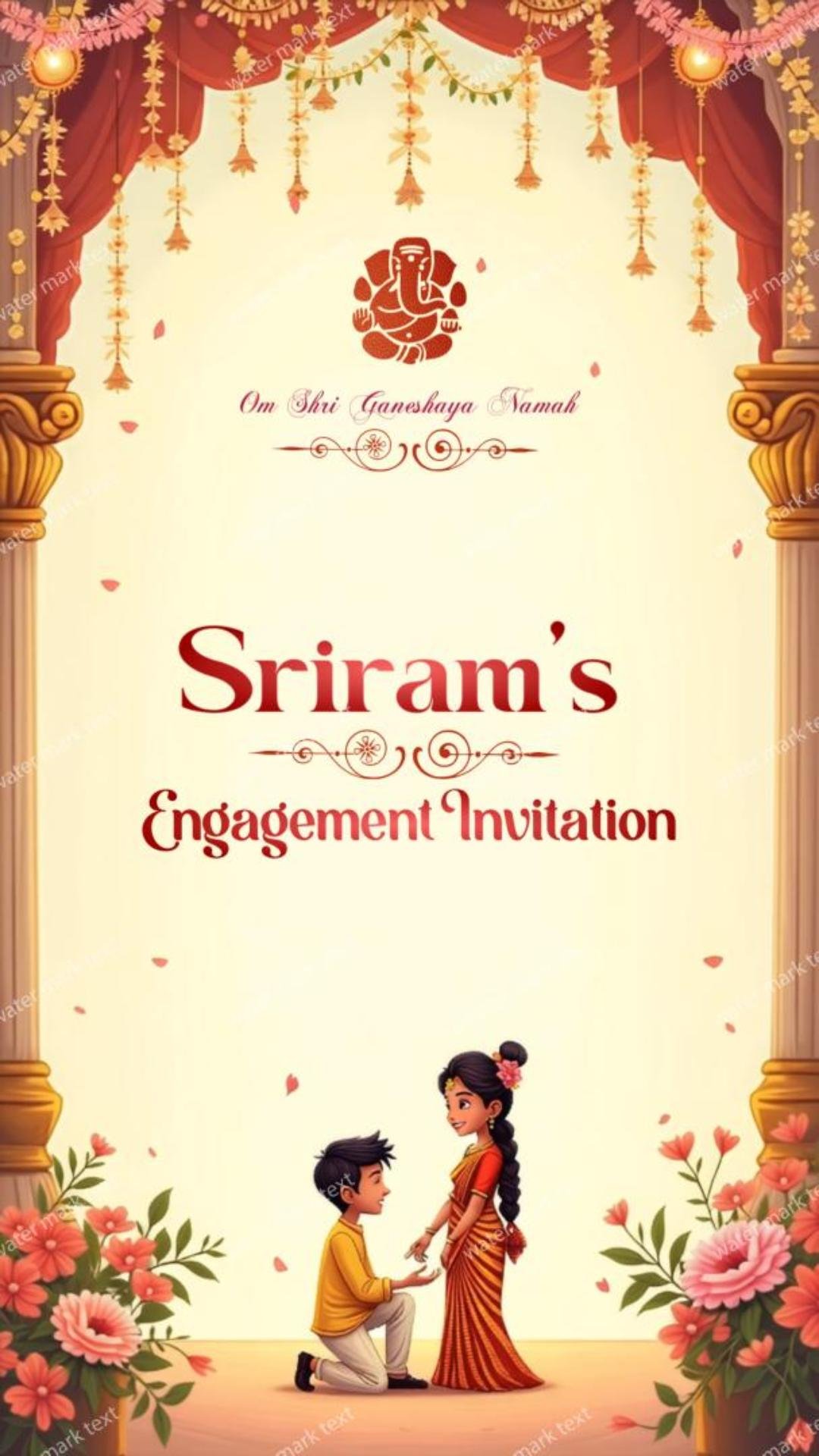 34855 Elegant Ring Ceremony English Invitation Video | Engagement Invitation | MMI Invites