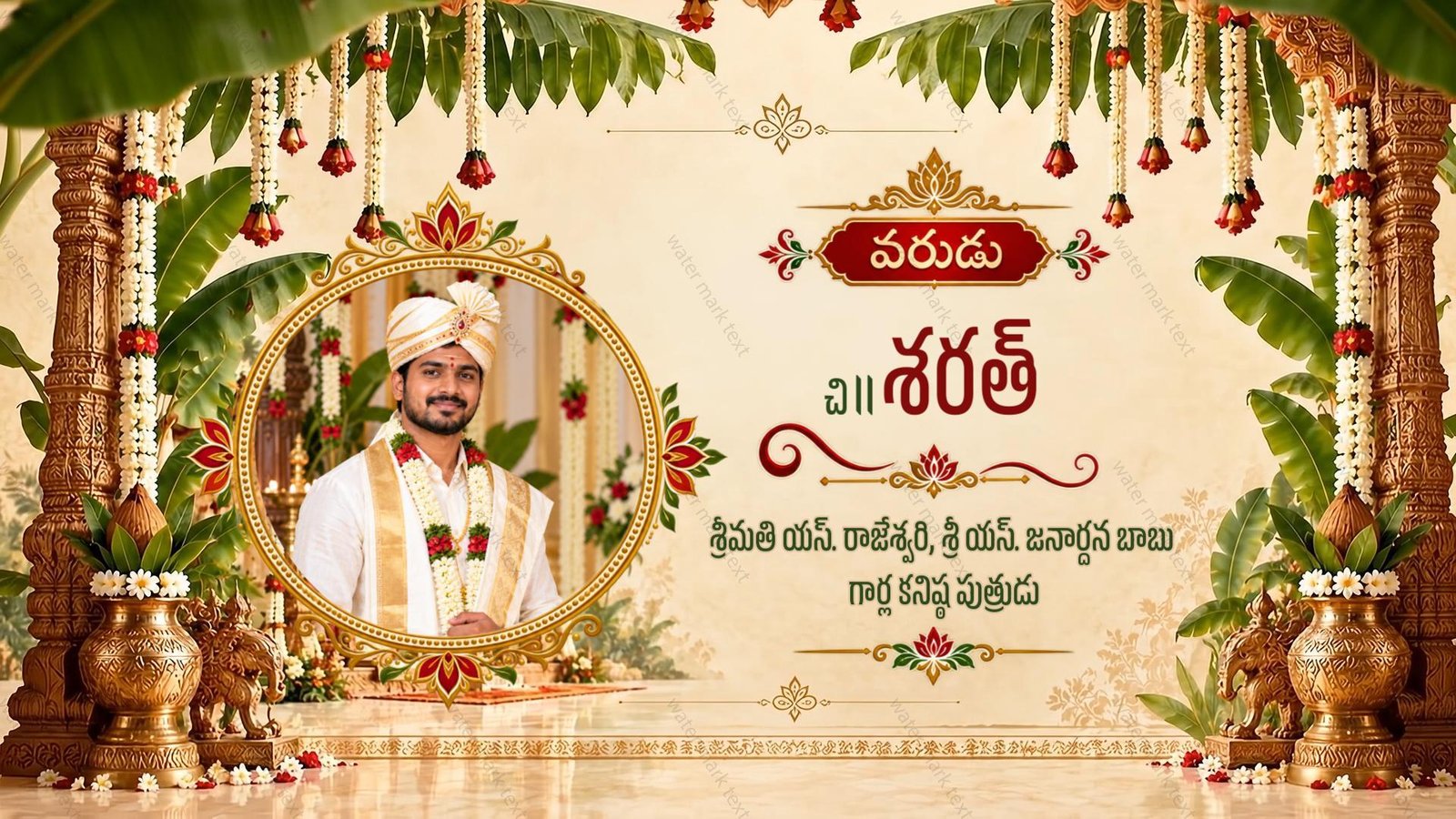 34902 Horizontal Traditional Telugu Wedding Invitation Video | MMI Invites