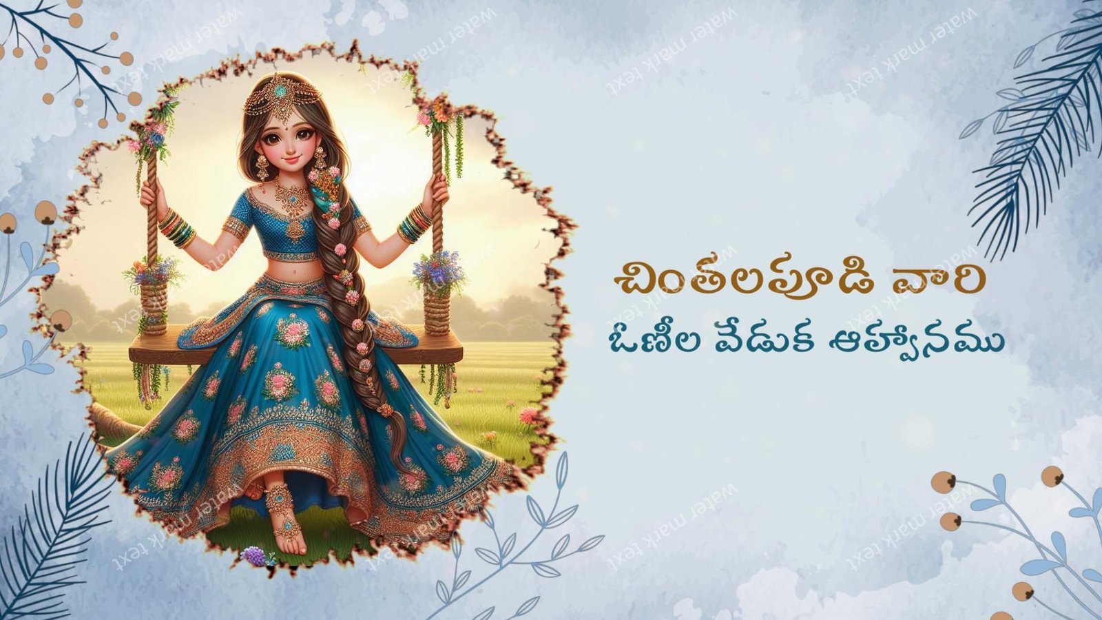 3375 Godavari Yasa Saree Ceremony Invitation | Pure Telugu Village Style | MMI Invites